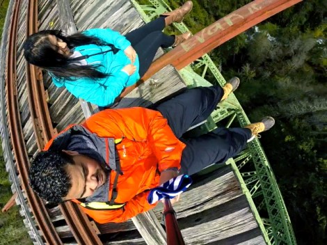 Insane, right?!  No rail. Very old, abandoned bridge.