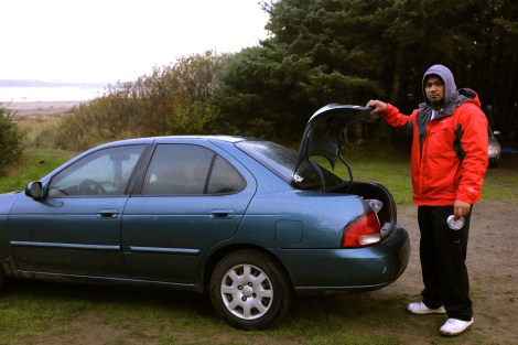 There she is. My poor little car who's taken us to so many amazing places this year...