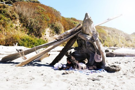 This is how Beach Bum'n in the Pacific Northwest looks like. Driftwood teepees! We built it =)